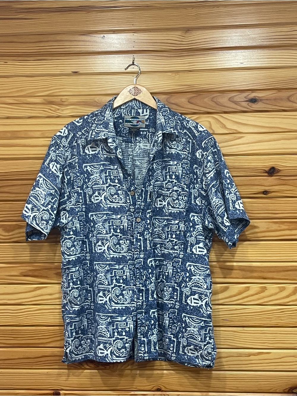 Exofficio Blue & White Printed Short-Sleeve Button-Down Shirt